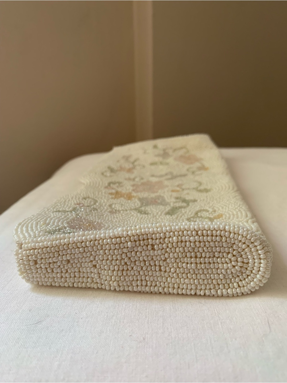 🌸1950s Japanese Hand Beaded Pastel Floral Clutch Vintage Purse Bridal - Picture 5 of 14